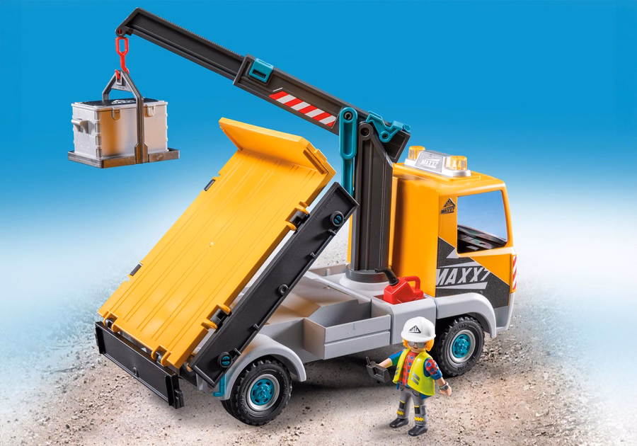 Caminhão de construção com guindaste