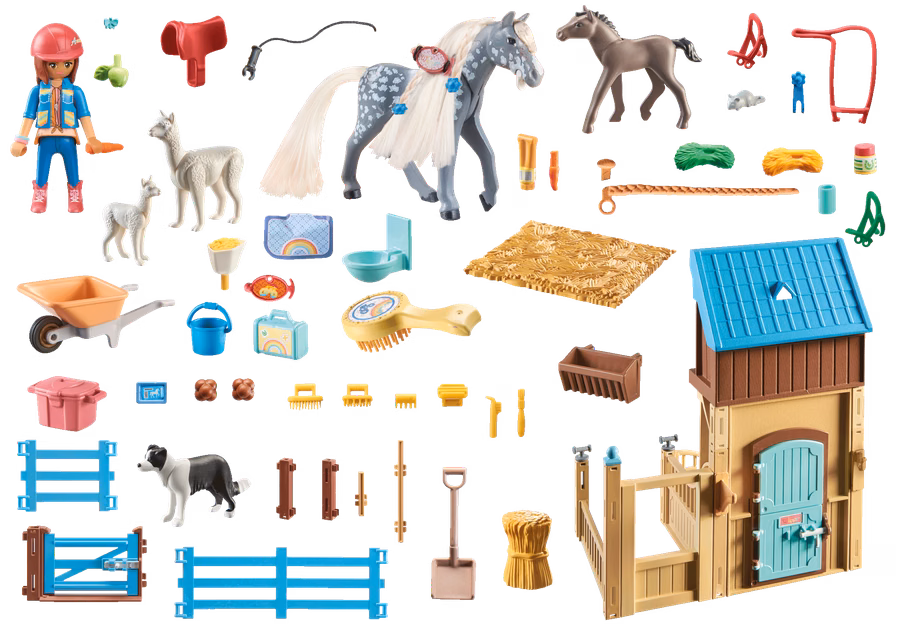 Estábulo para cavalos com Amelia e Whisper