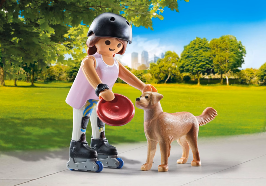 Patinador com Retriever