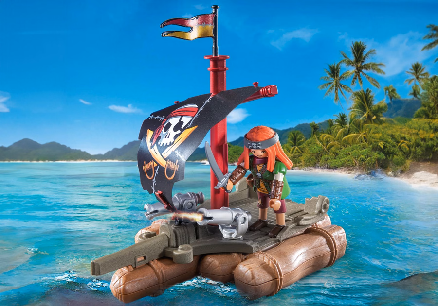 Jangada pirata com tesouro