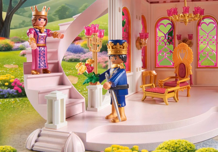Castelo de princesa tamanho XL com casal real