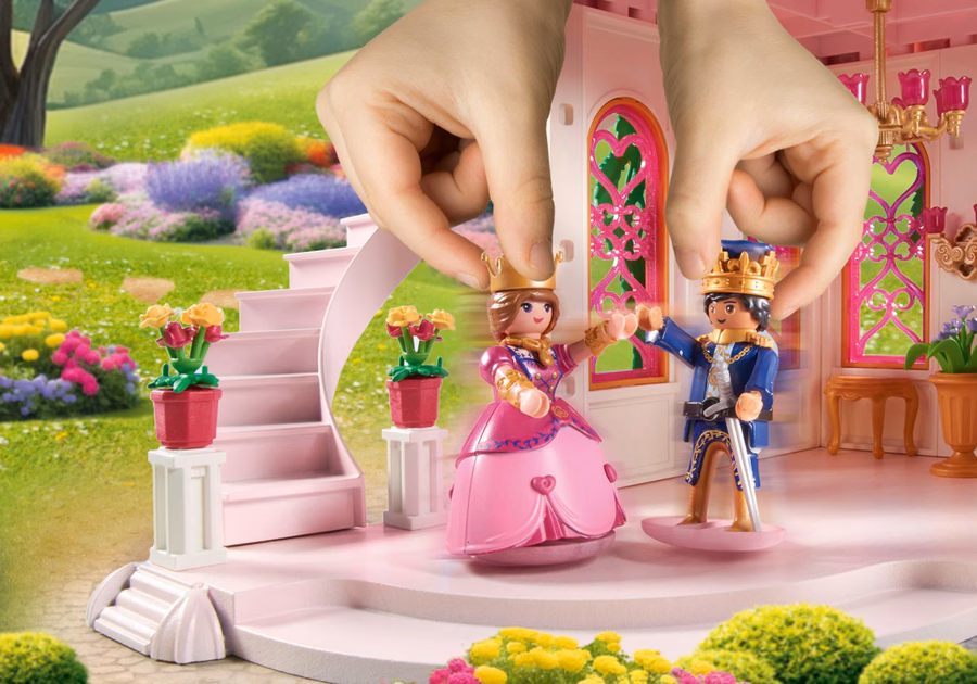 Castelo de princesa tamanho XL com casal real
