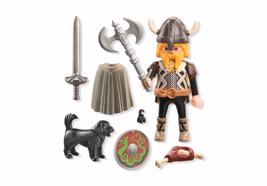Viking com cão de guarda