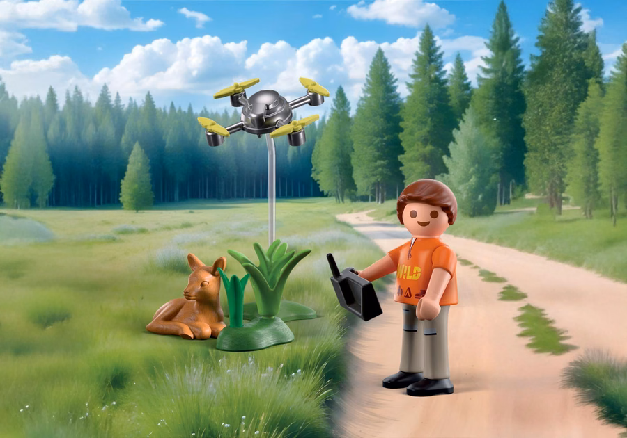 Resgate de filhote de veado com drone